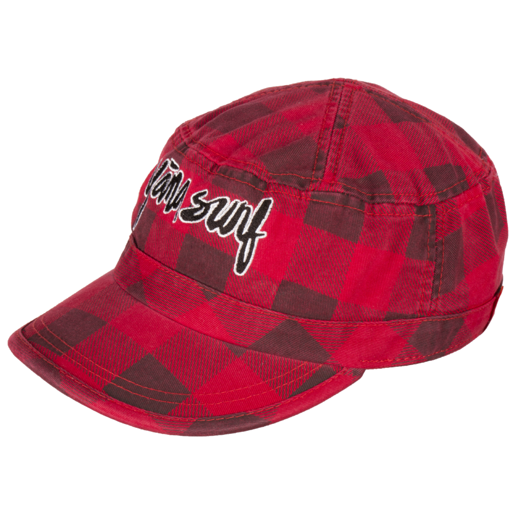 red plaid cap